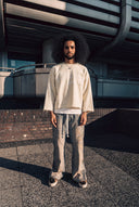 Distressed Knit Sweater Beige